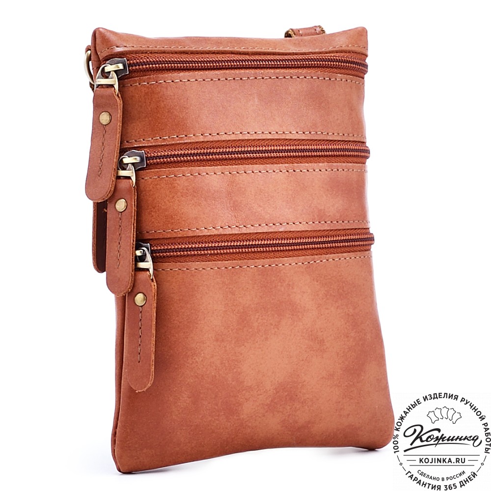 Кожаная сумка "Аллен макси" (рыжая гладкая кожа)